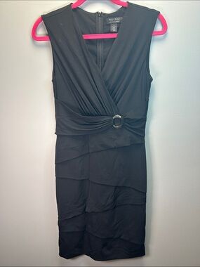White House Black Market Black Sleeveless Midi Dress with Ring Waist Detail
